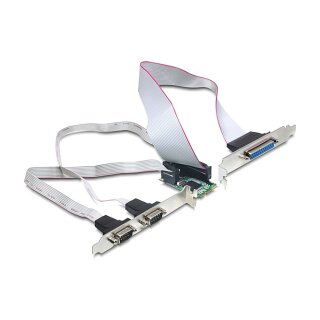 Mini PCIe I/O PCIe full size 2 x Seriell RS-232, 1 x Parallel