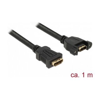 Delock Kabel HDMI-A Buchse > HDMI-A Buchse zum Einbau 4K 30 Hz 1 m