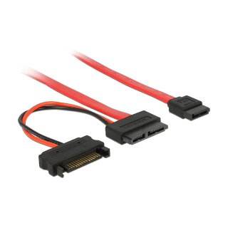 Kabel Slim SATA Buchse > SATA 7 Pin + SATA 15 Pin 5 V 30 cm