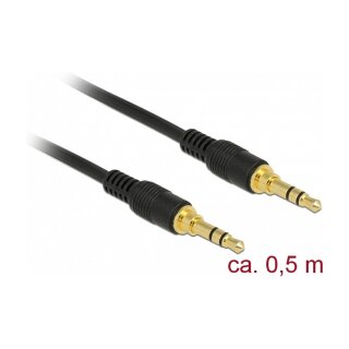 Delock Klinkenkabel 3,5 mm 3 Pin Stecker > Stecker 0,5 m schwarz