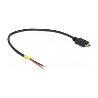 Delock Kabel USB 2.0 Micro-B Stecker > 2 x offene Kabelenden Strom 20 cm Raspberry Pi