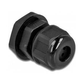 Delock Kabelverschraubung PG9 für Rundkabel mit vier Kabeleinführungen schwarz 2 Stück