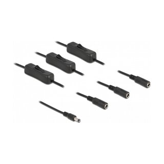 Kabel DC 5,5 x 2,1 mm Stecker zu 3 x DC Buchse mit Schalter 1 m