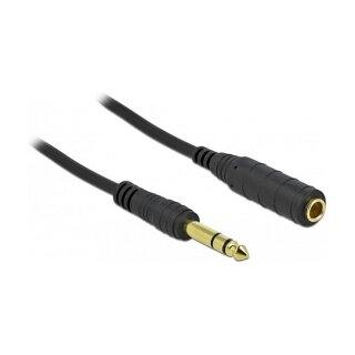 Delock Klinkenverlängerungskabel 6,35 mm 3 Pin Stecker zu Buchse 5 m schwarz