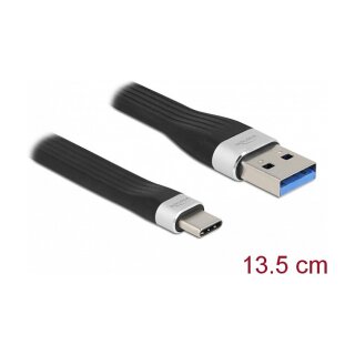 Delock USB 5 Gbps FPC Flachbandkabel USB Typ-A zu USB Type-C™ 13,5 cm PD 3 A