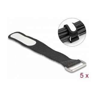 Delock Klettkabelbinder mit Schlaufe und Beschriftungsfeld L 127 x B 20 mm schwarz 5 Stück