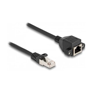 Delock RJ50 Verlängerungskabel Stecker zu Buchse S/FTP 0,25 m schwarz