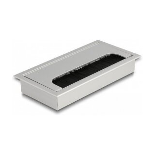Kabeldurchführung für Tischeinbau mit Bürste 160 x 80 x 28 mm silber