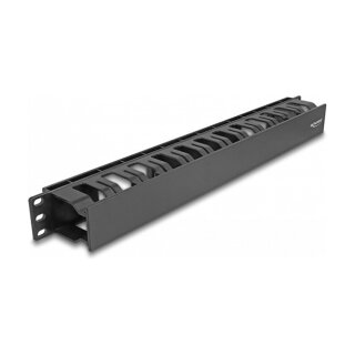 19" Kabelmanagement Rangierpanel mit 2 Öffnungen 1 HE schwarz Kunststoff