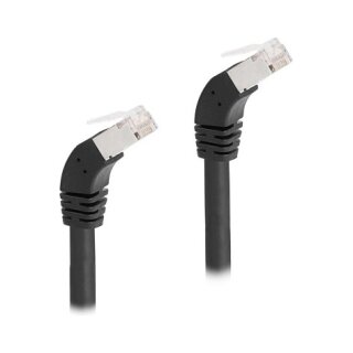 Delock RJ45 Netzwerkkabel Cat.6A S/FTP 45° nach unten gewinkelt 0,5 m schwarz