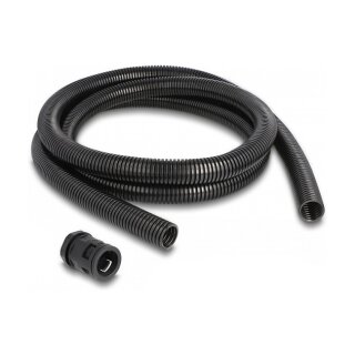 Delock Kabelschutzschlauch 2 m x 21,2 mm mit 2 x PG16 Schlauchverschraubung Set schwarz