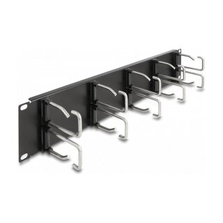 19" Kabelmanagement Rangierpanel mit 10 Metallbügel 2 HE schwarz