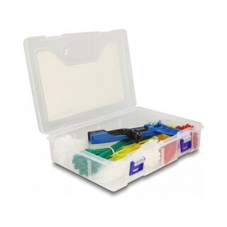 Delock Kabelbinder Sortimentsbox mit Spannwerkzeug 350-teilig farbig