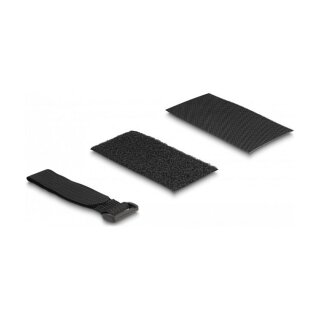 Delock Klettpad selbstklebend mit Klett-Kabelbinder Set 10 Stück schwarz