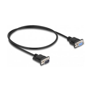 Delock RS-232 Kabel Seriell D-Sub 9 Stecker zu Buchse Nullmodem mit schmalem Steckergehäuse 0,5 m