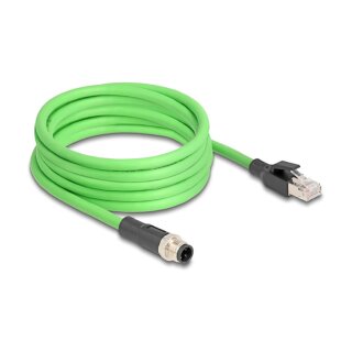 M12 Kabel D-kodiert 4 Pin Stecker zu RJ45 Stecker PUR (TPU) 1 m