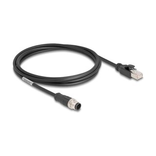 Delock M12 Kabel A-kodiert 8 Pin Stecker zu RJ45 Stecker PVC 2 m