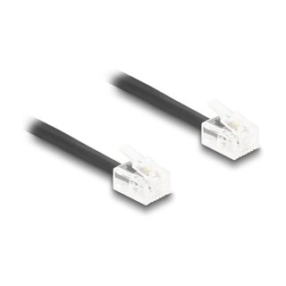 Delock Telefonkabel / Spiralkabel RJ11 Stecker zu RJ11 Stecker schwarz 10 m