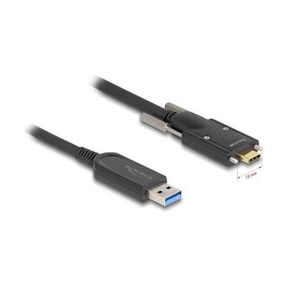 Delock Aktives Optisches Kabel USB 10 Gbps Typ-A Stecker zu USB Type-C™ Stecker mit Schrauben seitlich 10 m