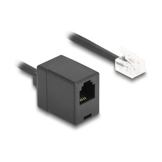 Delock Telefonkabel / Spiralkabel RJ11 Stecker zu RJ11 Buchse schwarz 10 m