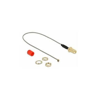Delock Antennenkabel SMA Buchse zum Einbau Ferritkern zu I-PEX Inc., MHF® I Stecker 1.13 20 cm Gewindelänge 10 mm