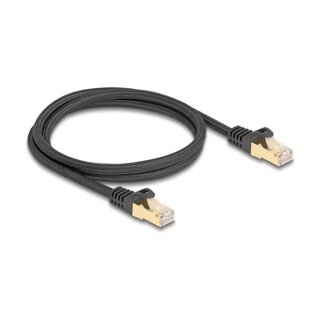 RJ45 Netzwerkkabel mit Geflechtmantel Cat.6A S/FTP Stecker zu Stecker 1 m schwarz