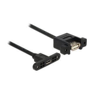 Delock Kabel USB 2.0 Micro-B Buchse zum Einbau > USB 2.0 Typ-A Buchse zum Einbau 25 cm