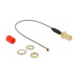 Delock Antennenkabel RP-SMA Buchse zum Einbau Ferritkern zu I-PEX Inc., MHF® I Stecker 1.13 10 cm Gewindelänge 10 mm