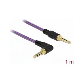 Delock Klinkenkabel 3,5 mm 4 Pin Stecker > Stecker gewinkelt 1 m violett