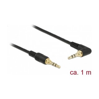 Klinkenkabel 3,5 mm 3 Pin Stecker > Stecker gewinkelt 1 m schwarz