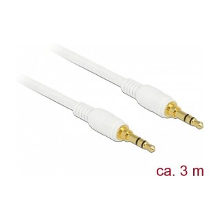 Delock Klinkenkabel 3,5 mm 3 Pin Stecker > Stecker 3 m weiß