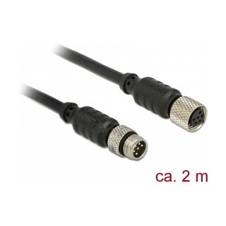M8 Sensor- / Aktorverlängerungskabel M8 6 Pin Stecker zu M8 6 Pin Buchse wasserdicht 2 m
