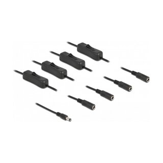 Delock Kabel DC 5,5 x 2,1 mm Stecker zu 4 x DC Buchse mit Schalter 1 m