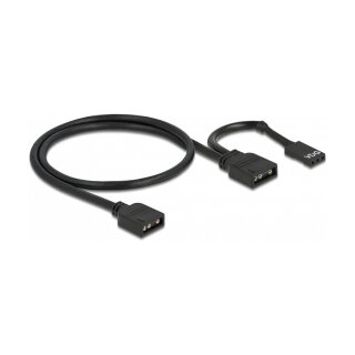 Delock RGB Anschlusskabel 3 Pin für 5 V RGB / ARGB LED Beleuchtung mit 2 x 3 Pin Buchse 50 cm