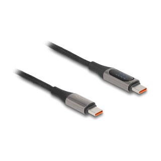 Delock USB 2.0 Daten- und Schnellladekabel USB Type-C™ Stecker zu Stecker PD 3.0 100 W mit Leistungsanzeige 2 m