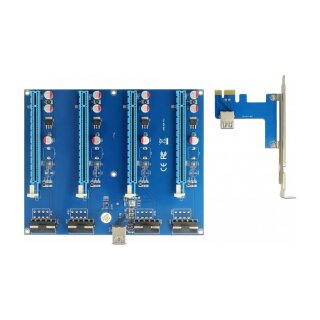 Delock Riser Karte PCI Express x1 > 4 x PCIe x16 mit 60 cm USB Kabel