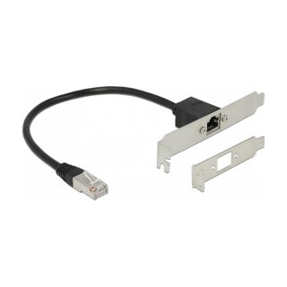 Delock Netzwerk Verlängerungskabel RJ45 Cat.5e 30 cm mit Standard und Low Profile Slotblende