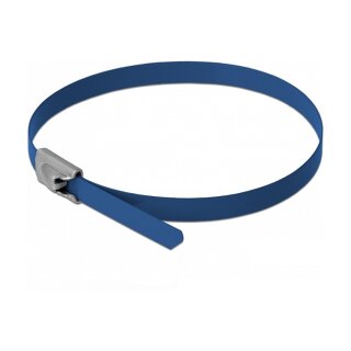 Delock Edelstahlkabelbinder L 500 x B 4,6 mm blau 10 Stück