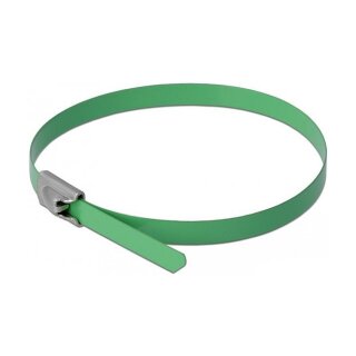 Delock Edelstahlkabelbinder L 400 x B 4,6 mm grün 10 Stück