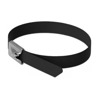 Delock Edelstahlkabelbinder L 200 x B 7,9 mm schwarz 10 Stück