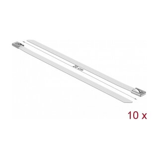 Delock Edelstahlkabelbinder L 200 x B 7,9 mm weiß 10 Stück