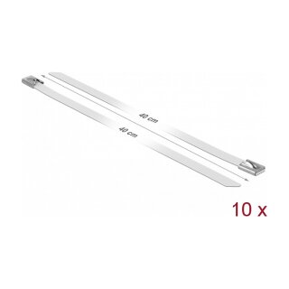 Delock Edelstahlkabelbinder L 400 x B 7,9 mm weiß 10 Stück