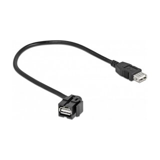 Delock Keystone Modul USB 2.0 A Buchse 110° > USB 2.0 A Buchse mit Kabel schwarz