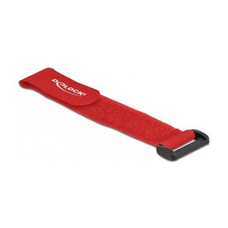 Delock Klett-Kabelbinder mit Schlaufe L 190 x B 25 mm rot 5 Stück
