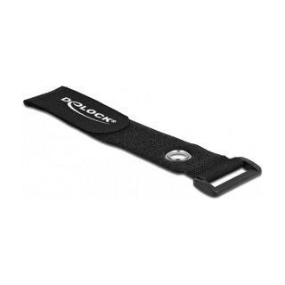 Delock Klett-Kabelbinder mit Schlaufe und Befestigungsöse L 190 x B 25 mm schwarz 5 Stück