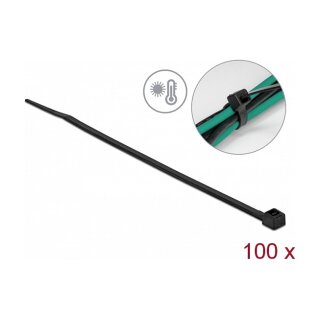 Delock Kabelbinder hitzebeständig L 200 x B 3,6 mm schwarz 100 Stück