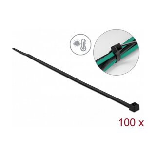Delock Kabelbinder hitzebeständig L 200 x B 4,8 mm schwarz 100 Stück