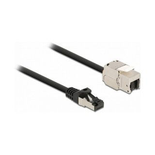 Delock Kabel RJ45 Stecker zu Keystone Modul RJ45 Buchse Cat.6A 1 m schwarz