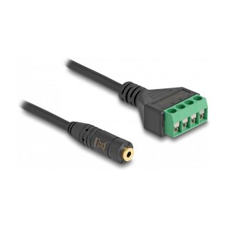 Delock Kabel Klinkenstecker 3,5 mm 4 Pin zu Terminalblock Adapter 20 cm