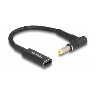 Delock Adapterkabel für Notebook Ladekabel USB Type-C™ Buchse zu HP 4,8 x 1,7 mm Stecker 90° gewinkelt 15 cm
